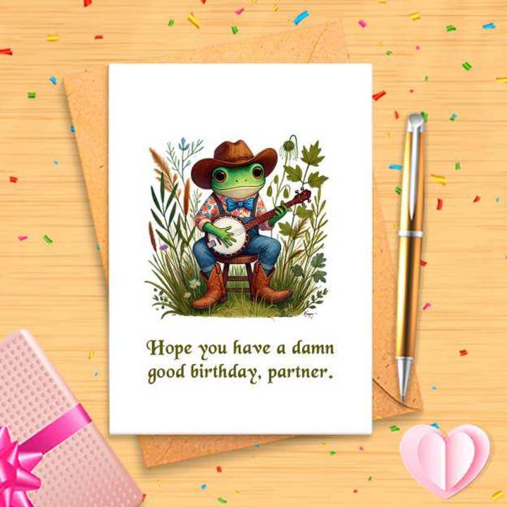 Cowboy Groda Födelsedagskort - Roligt Födelsedagskort för Honom - för wholesale av VenusArtsShop