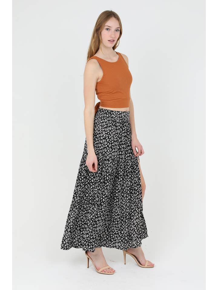 ANGIE - Wholesale Skirt – Women’s - 26N20-W980 CACTUS PRINT ELASTIC WAIST MAXI SKIRT WITH SLIT4