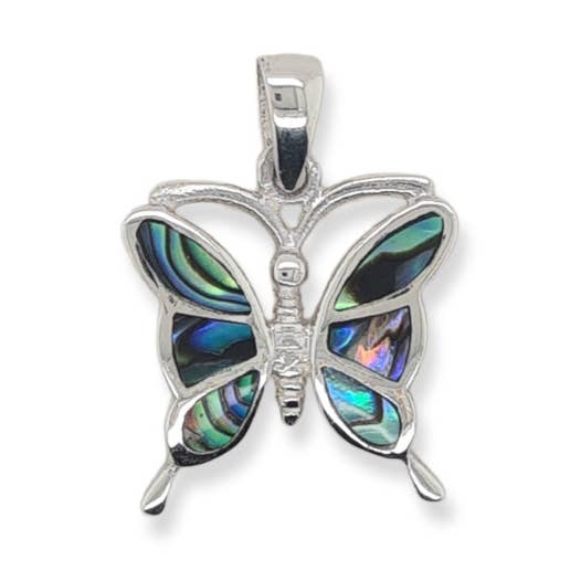 PENDANT S/S & PAUA BUTTERFLY for wholesale by Mountain Creek Jewellery