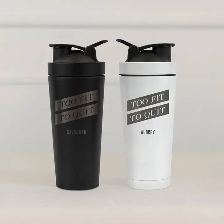 Weddingstar Inc. - Wholesale Insulated mug/tumbler - Stainless Steel Protein Shaker Cup - Too Fit To Quit