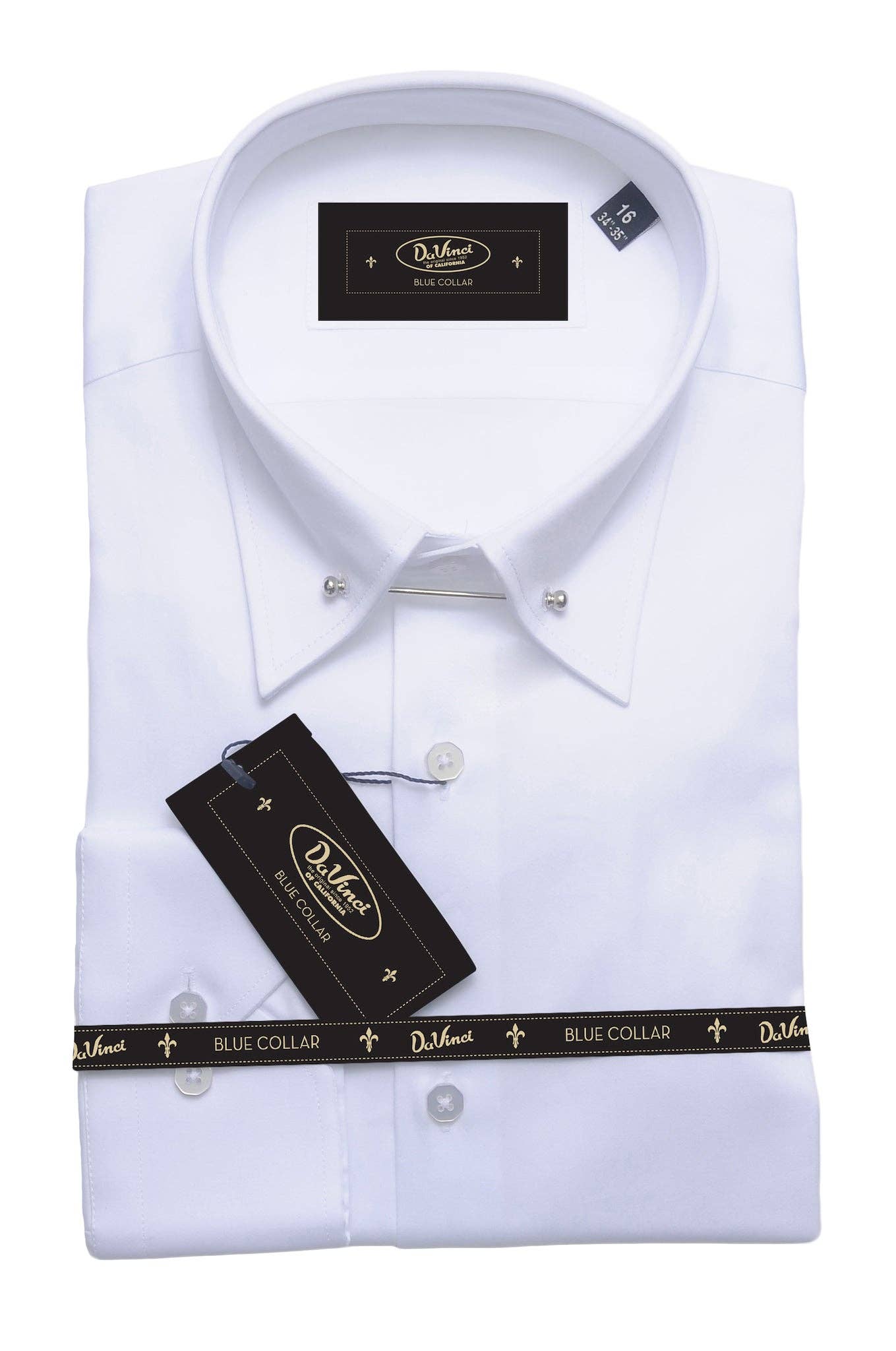 White Da Vinci Blue Collar | Pin Collar Solid shirt for wholesale on Faire1