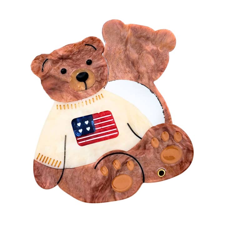 Solar Eclipse - Vente Miroirs de poche - Miroir de poche Teddy Americana peint à la main | Écologique0