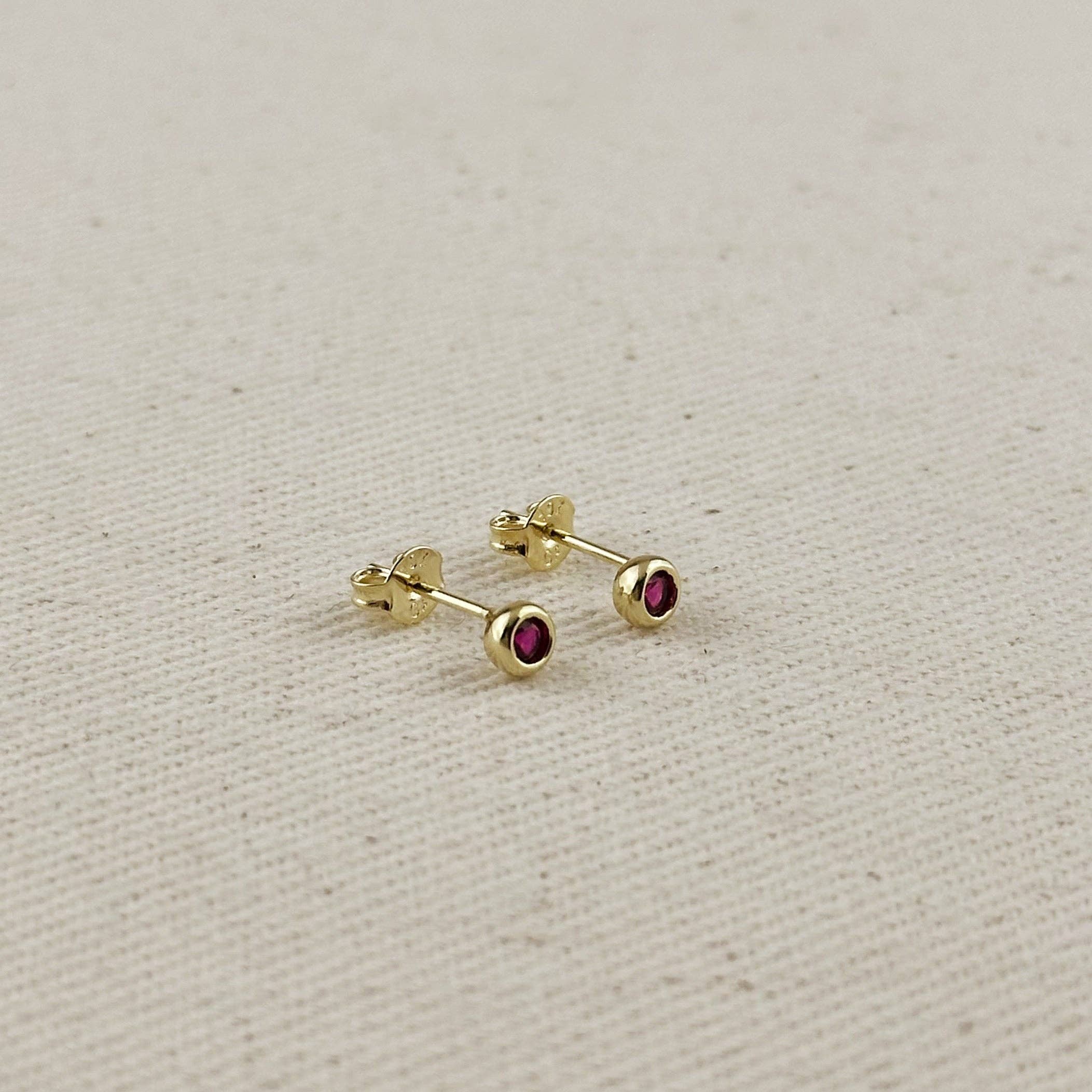 GoldFi - Wholesale Stud/Post Earrings - 18K Gold Filled Dainty Bezel CZ Birthstone Stud Earrings15