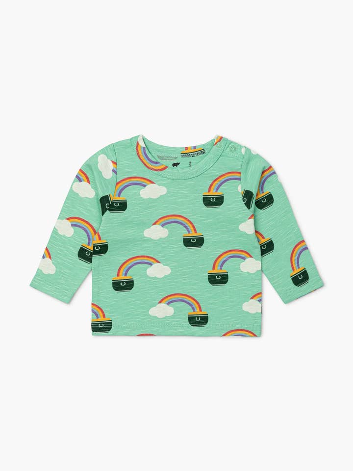 St. Patricks Day Kids Long Sleeve Crewneck Tee_Pot of Gold for wholesale by Monica + Andy