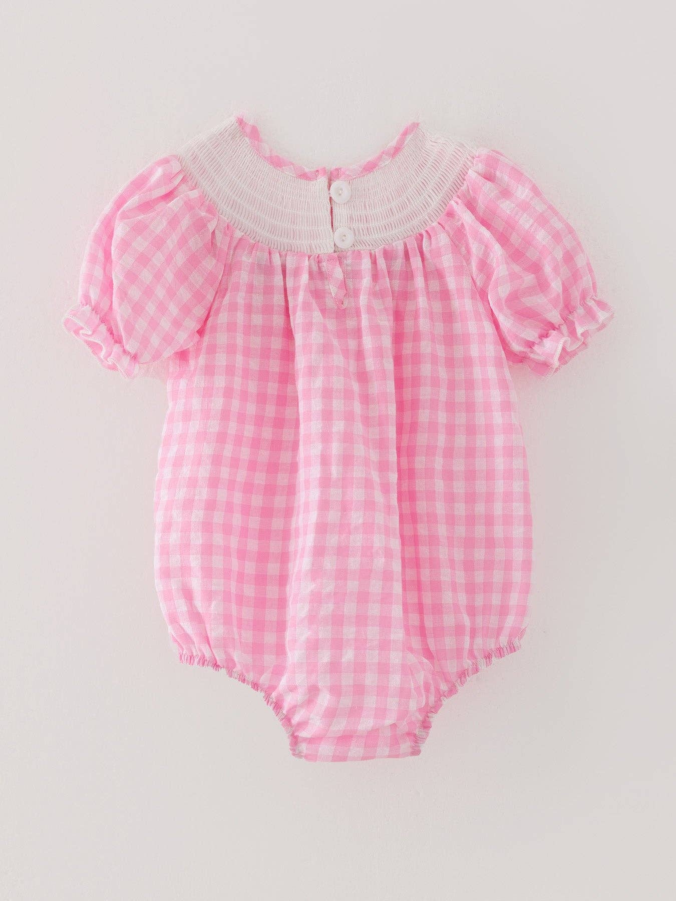 Rylee Faith Designs – Engroshandel Romper - Baby – Farm Pink Smocking Broderet Romper til piger4