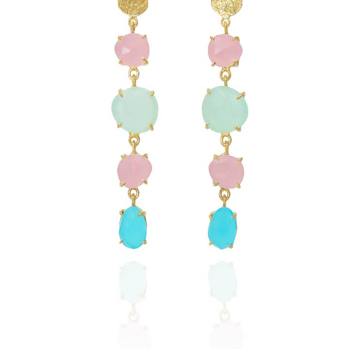 Lange Ohrringe/Mineralring - 60 mm - Chalzedon für den Großhandel von Buganto