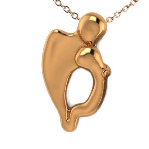 Mother and Child Gold-dipped Pendant Necklace on 18" Rolo Chain for wholesale by From War to Peace