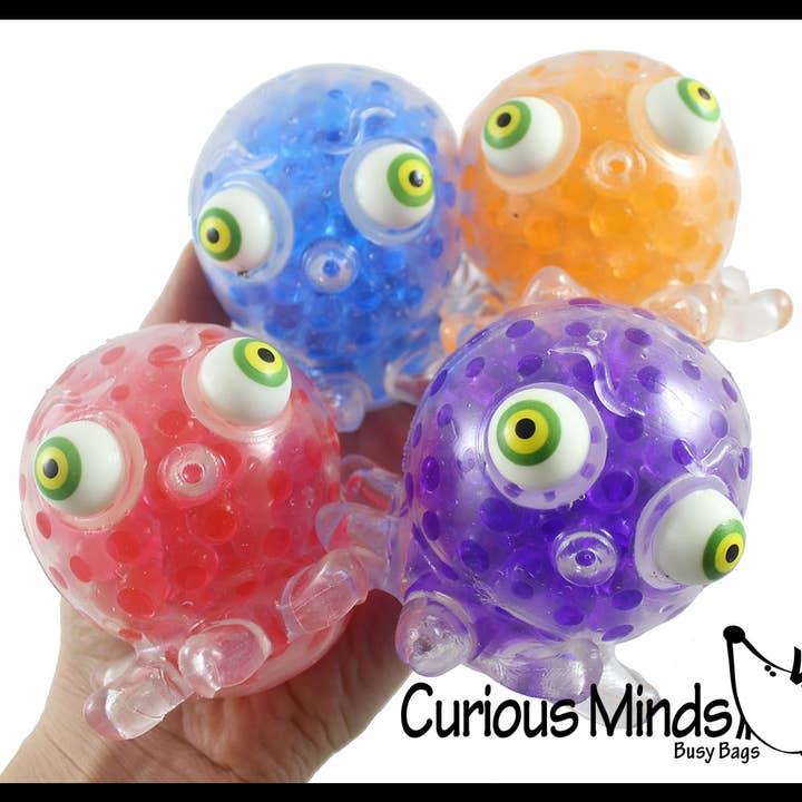 Curious Minds Toys - Vente Jouet mou – enfant et bébé - 1 pieuvre aux grands yeux remplie de gel Squeeze Stress