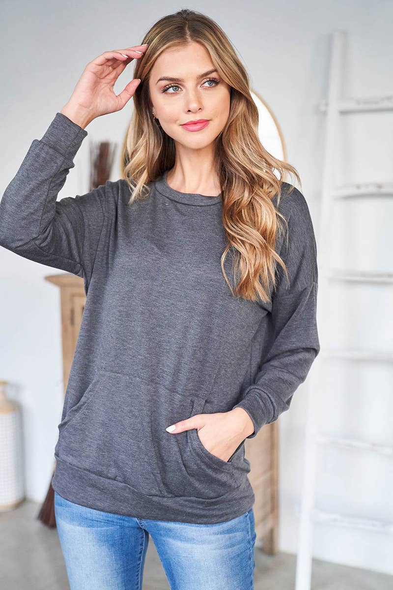 You & Me – wholesale Sweatshirt - Dam – PPT2063-LÅNGÄRMAD FRANSK FROTTÉ TOPP MED KÄNGURUFICKA52