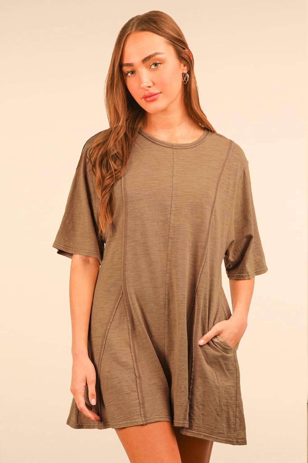 VERY J - Wholesale Romper - Women's - NP70727-Mineral Washed Oversized Knit Comfy Romper35