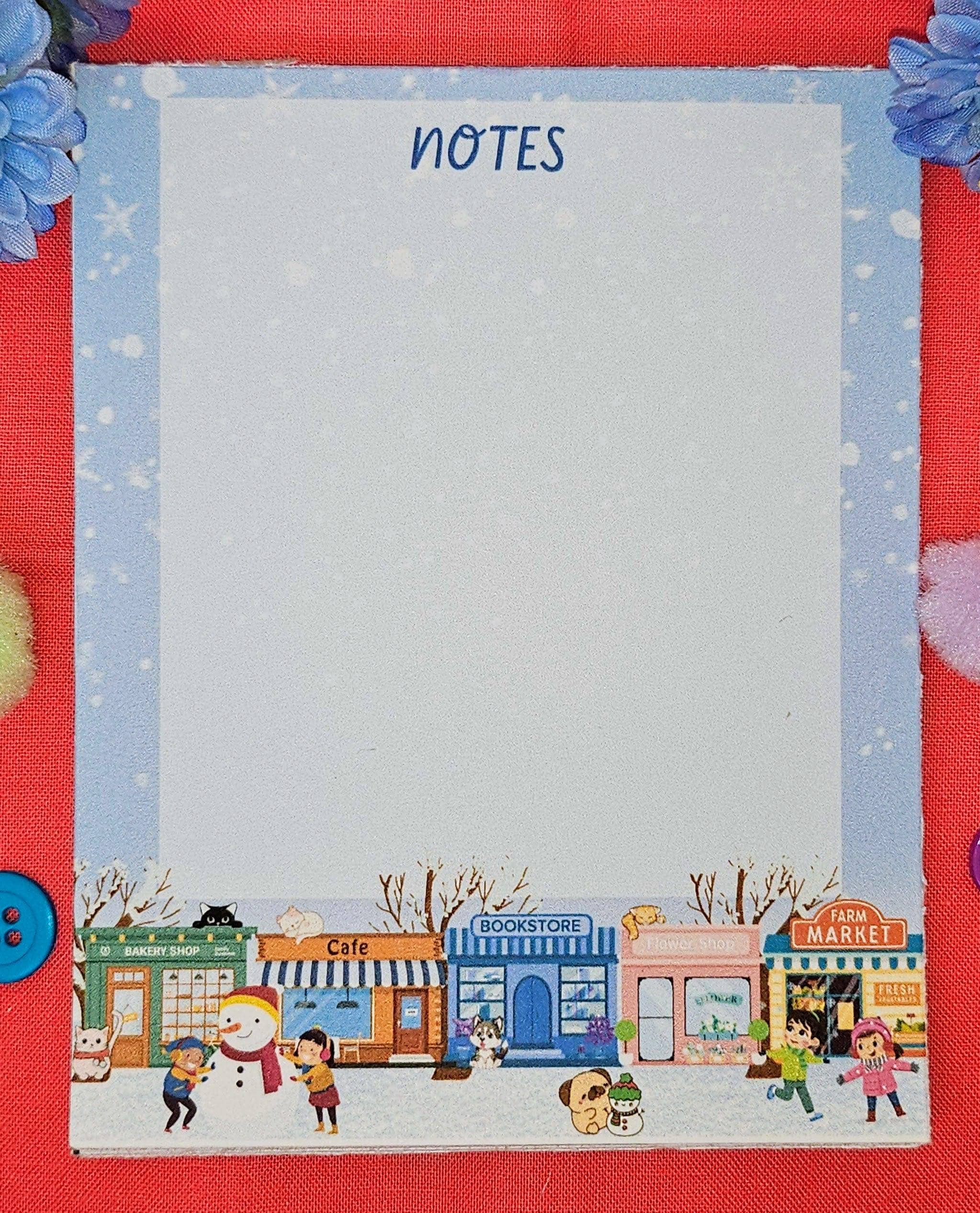 Autumnmist Boutique - Wholesale Notepad - Main Street Winter Edition Notepad 4.25" x 5.5"2