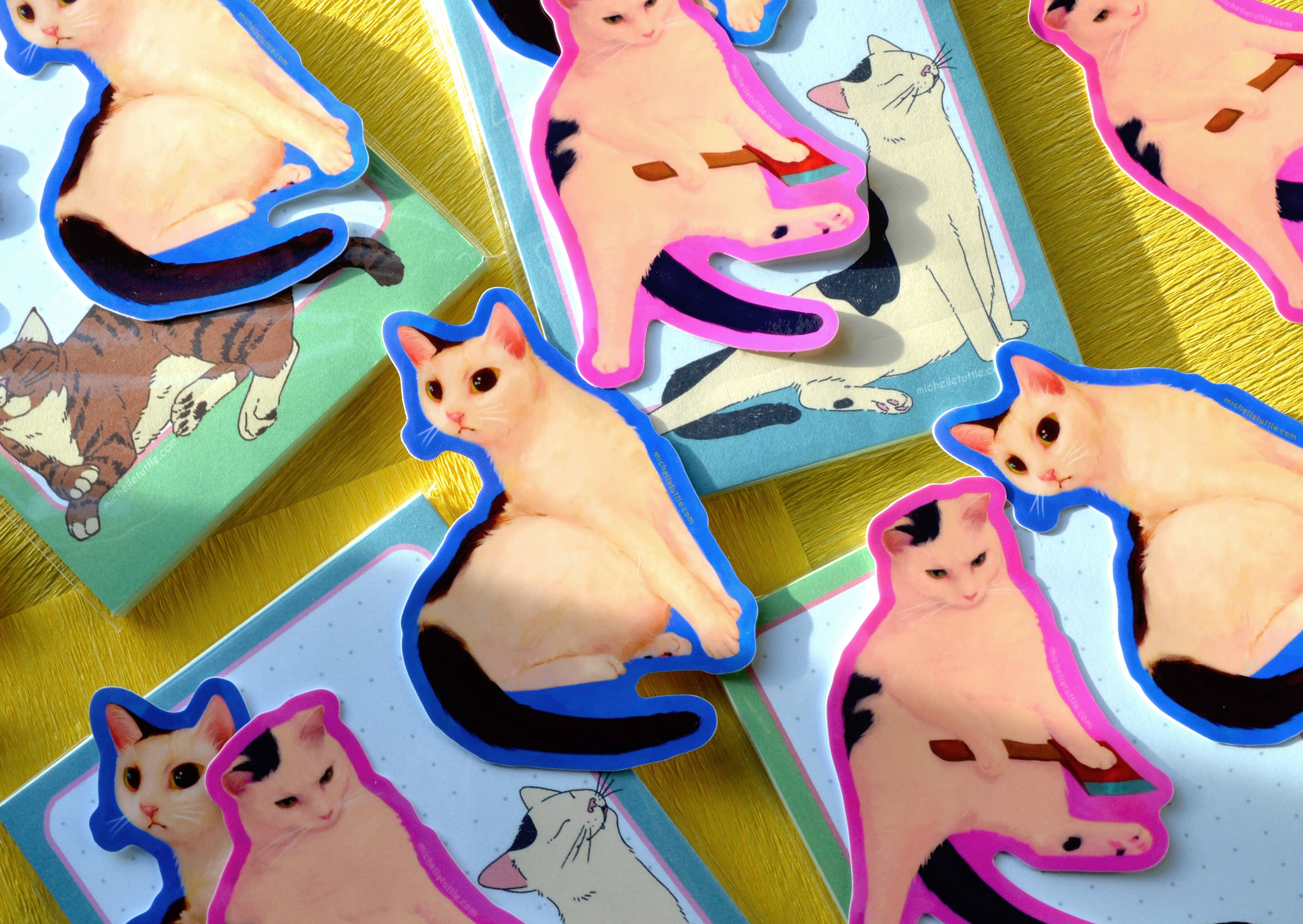 Michelle Tuttle Studio - Wholesale Sticker - Cat with Axe Sticker // 3x3.5 Inches, Glossy Finish, UV Protected & Waterproof2