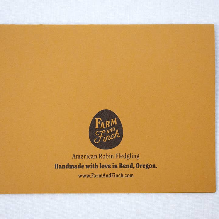 Farm and Finch Creative - Wholesale Everyday Greeting Card - Robin Fledgeling Card2