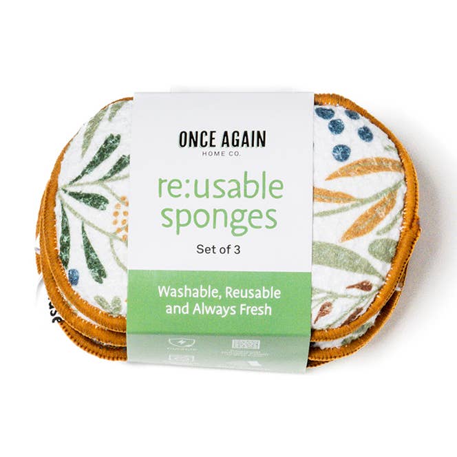 RE:Usable Sponge Set of 3 - Multi Leaf in Gold for wholesale by Once Again Home Co.