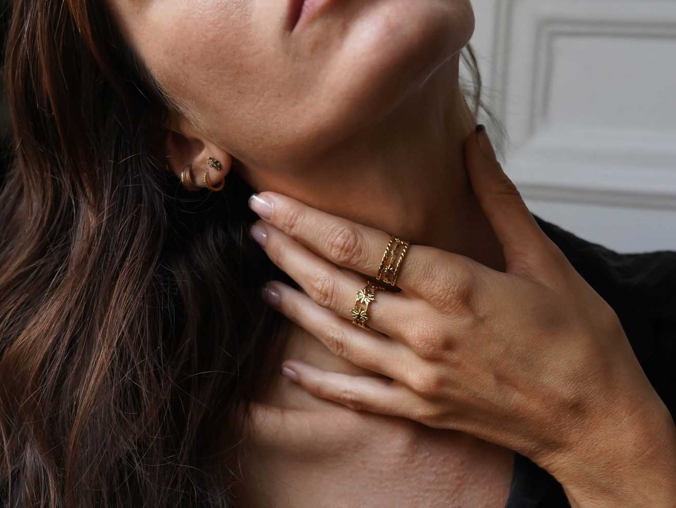 Bijoux 7bis - Vendita all'ingrosso Anello midi/a fascia - Anello regolabile a 3 file con motivo a stelle e profilo intrecciato1