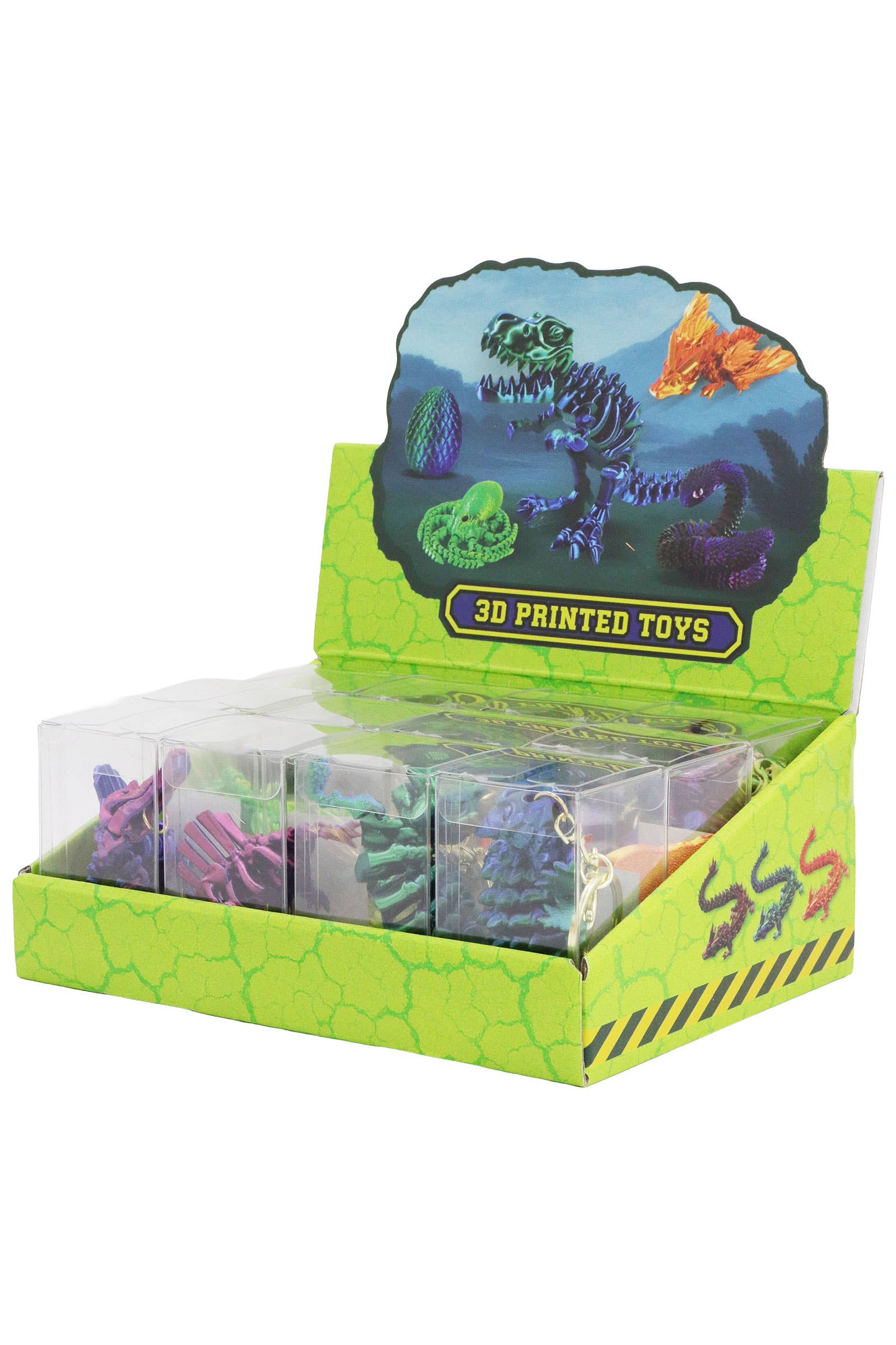 ASSORTED Dinosaur Fossil 3d Print Articulated Key Chain for wholesale on Faire1