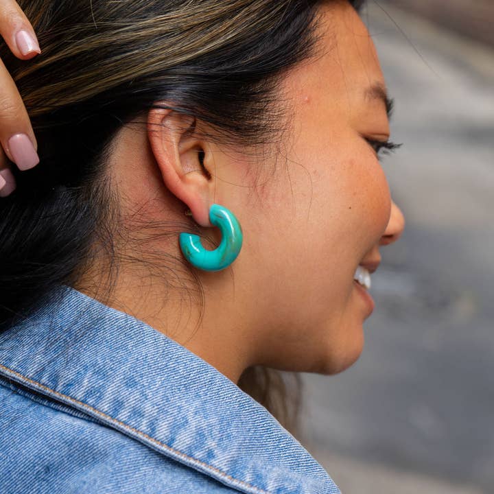 Spiffy & Splendid - Wholesale Hoop Earrings - Chloe Hoops - Turquoise // Jewelry, Earrings5