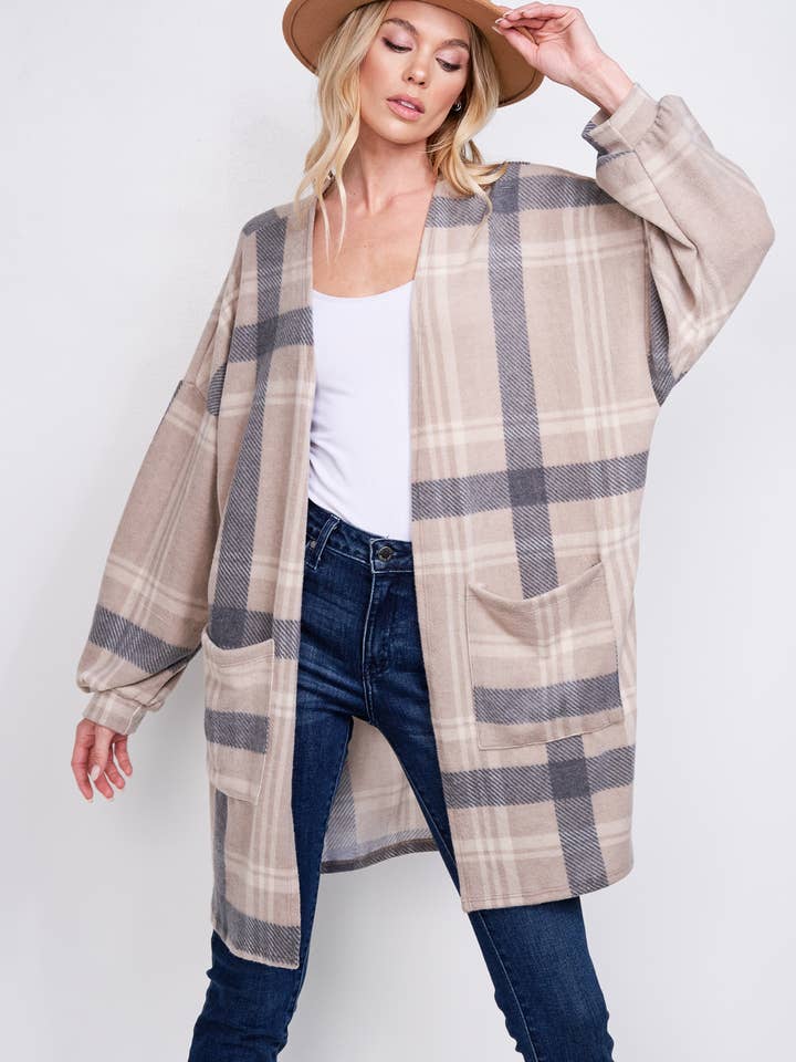 Phil Love - Wholesale Kimono - Women's - T872F02 - Preppy Plaid Loose-Fit Women's Kimono Cardigan40