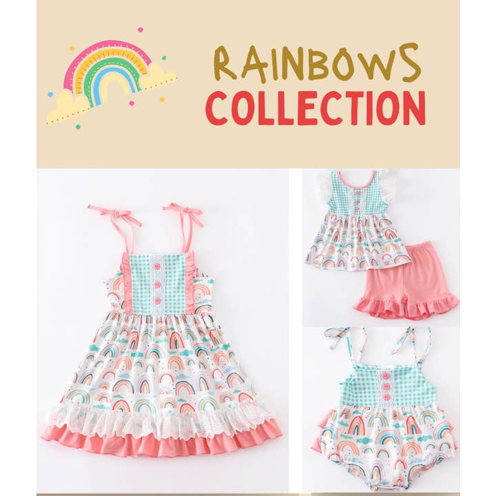 Miss Q Baby – Engroshandel Kjole - Børn – Pink Plaid Rainbow Ruffle Kjole5