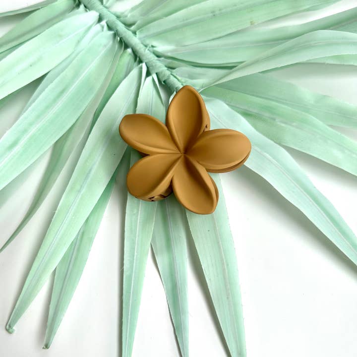 iconic mi - Venta al por mayor Horquilla para el pelo - Mujer - Pinza para el pelo con forma de flor hawaiana, 3 pulgadas, color arena
