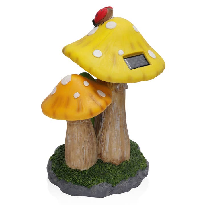 Alpine Corporation - Wholesale Outdoor Ornament/Decor - Alpine Corporation Solar Frog Relaxing Under Mushroom Statue