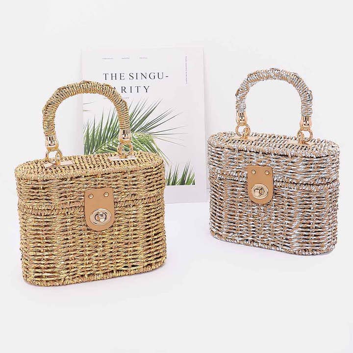 Braided Cotton Box Top Handle Bag for wholesale by 3AM BY H&D ACCESSORIES