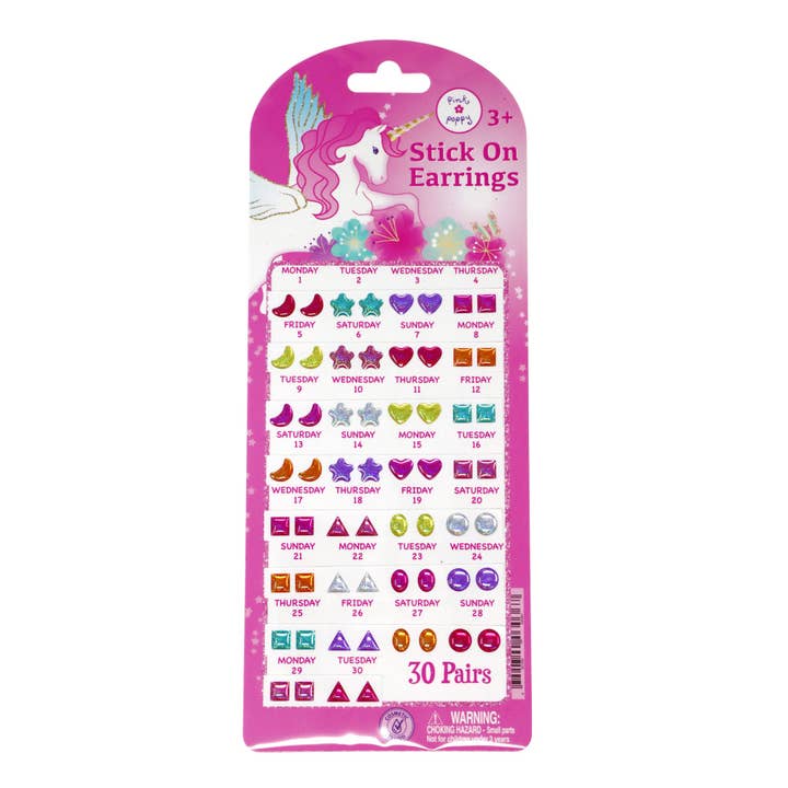 30 Pairs Dreamy Unicorn Stick On Earrings | Pack of 12 for wholesale by Pink Poppy USA