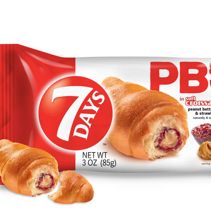 Croissant Moelleux, Beurre de Cacahuète & Gelée de Fraise (85g, Pack de 24) pour la vente par 7days Snacks