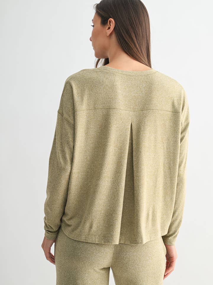 Mono B - Wholesale Lounge Top - Women's - Brushed Hacci Lounge Back Pleat Long Sleeve2