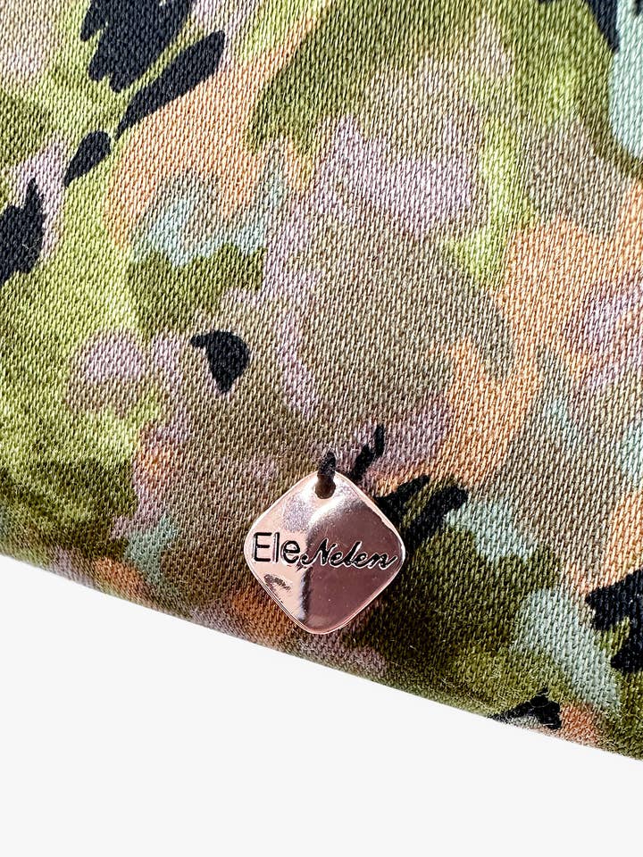 Two-tone Virgin Wool satin scarf - ochre/green for wholesale by ELENELEN SRL