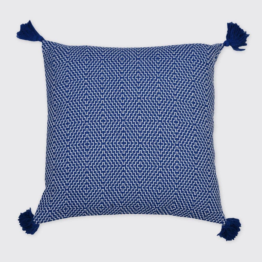Forever England / Millie Mae – wholesale Throw pillow cover – Diamond Cushion Cover with Tassels - Royal Blue0