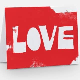 Notecard: Love linocut red for wholesale by PenStorm (It's mightier)