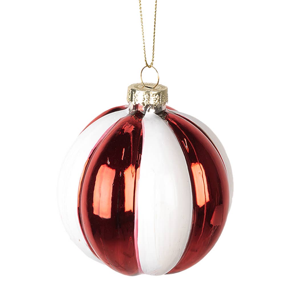 Clayre & Eef - Wholesale Christmas Decoration - 6GL4336GG Christmas Bauble Ø 8x8 cm Red White Glass1