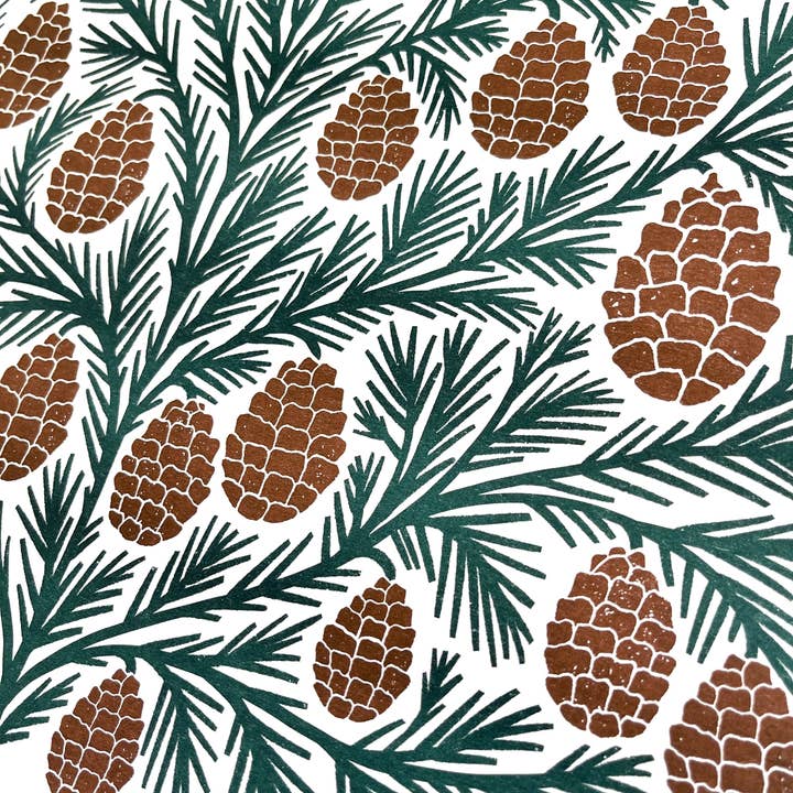 Katharine Watson - Wholesale Art Print - Holiday Garden Series: Pinecone Risograph Print6