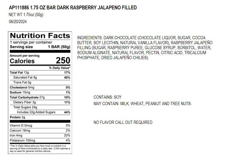 Astor Chocolate Corp. - Wholesale Chocolate Bar - Moodibars HANGRY Dark Chocolate Jalapeño Raspberry Jelly bar2