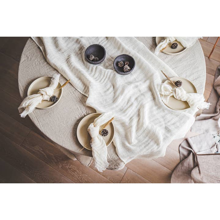 Epic Linen - Wholesale Dinner & Cloth Napkin - Set of Raw Edge Natural Linen Napkins With Fringes
