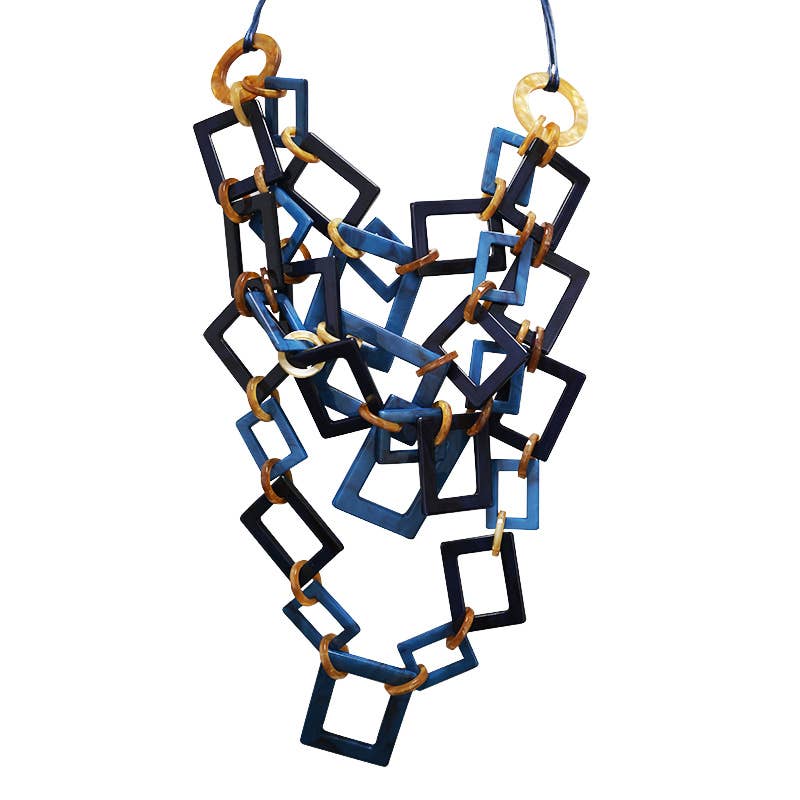 AMORINO SRL - Wholesale Link & Chain Necklace - MULTILAYER NECKLACE WITH RESIN RECTANGLES - FT24184B7605