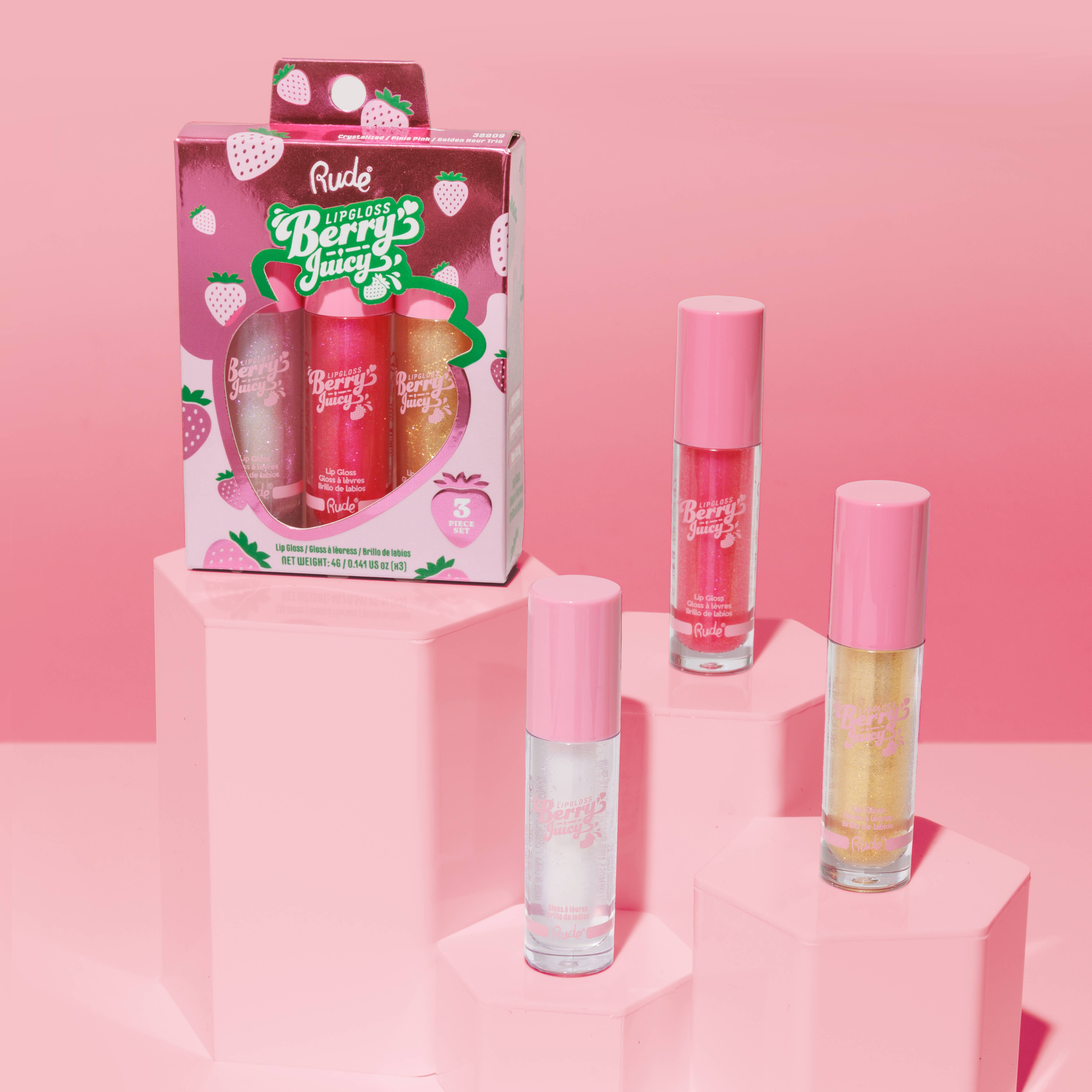 Rude Cosmetics – wholesale Lip-gloss – Berry Juicy Lip Gloss Trio Set1