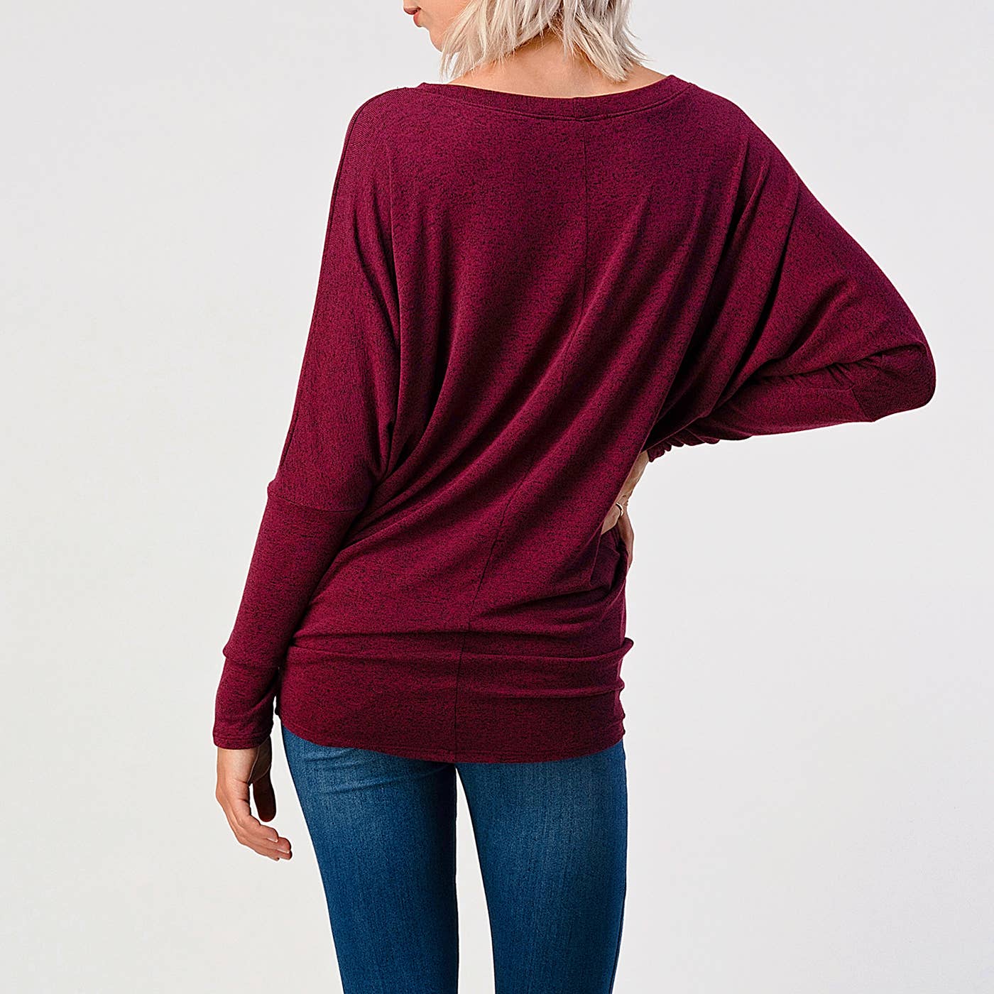 Heimious - Vente Haut en maille – femme - Haut en tricot Hacci à manches longues et col rond à manches Dolman, 270149