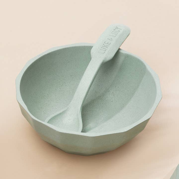 Channel Bowl Mini and Pairing Spoon | Bamboo-blend Mint for wholesale by Luke & Lucy