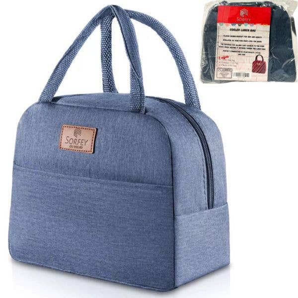 Zippered Insulated Cooler Lunch Bags - #4013.BLUE-SD - 8"x8" for wholesale by St. Louis Wholesale LLC