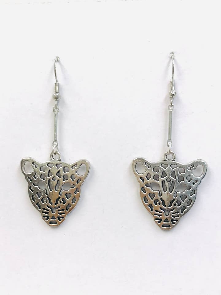 Leopard Face Earrings Long Bar for wholesale by SimpleNGreat