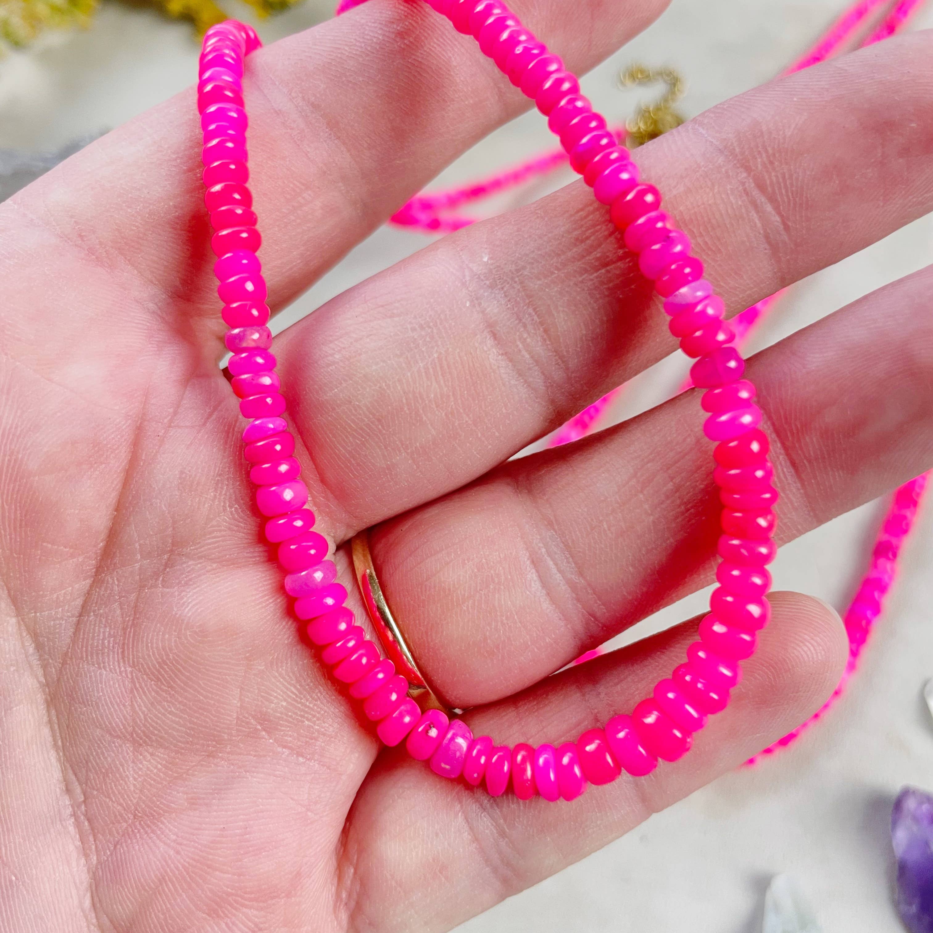 Ewelina Pas Jewelry - Wholesale Beaded/Pearl Necklace - Igni// Hot Pink Fire Opal Heishi Beaded Necklace3