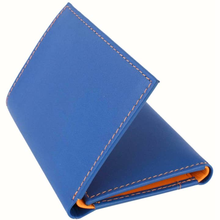 Trifold 10 Card Slot Wallet - Blue and Orange for wholesale by Bassin And Brown