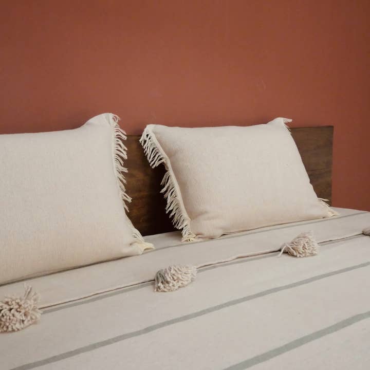 100% Cotton accent bed cover set - blanket - Ivory & Olive for wholesale by coë