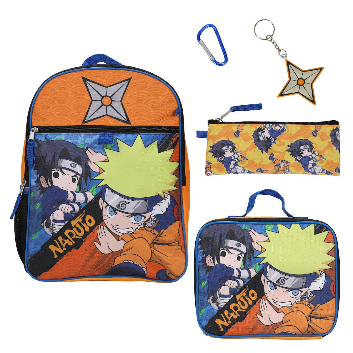 Bioworld Merchandising - Wholesale Backpack - Kids - Naruto Classic Sasuke Vs Naruto 16 Youth 5-Piece Backpack Set0
