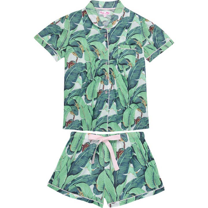 Women's Martinique® Green Banana Leaf Short PJ Set for wholesale by Sant and Abel