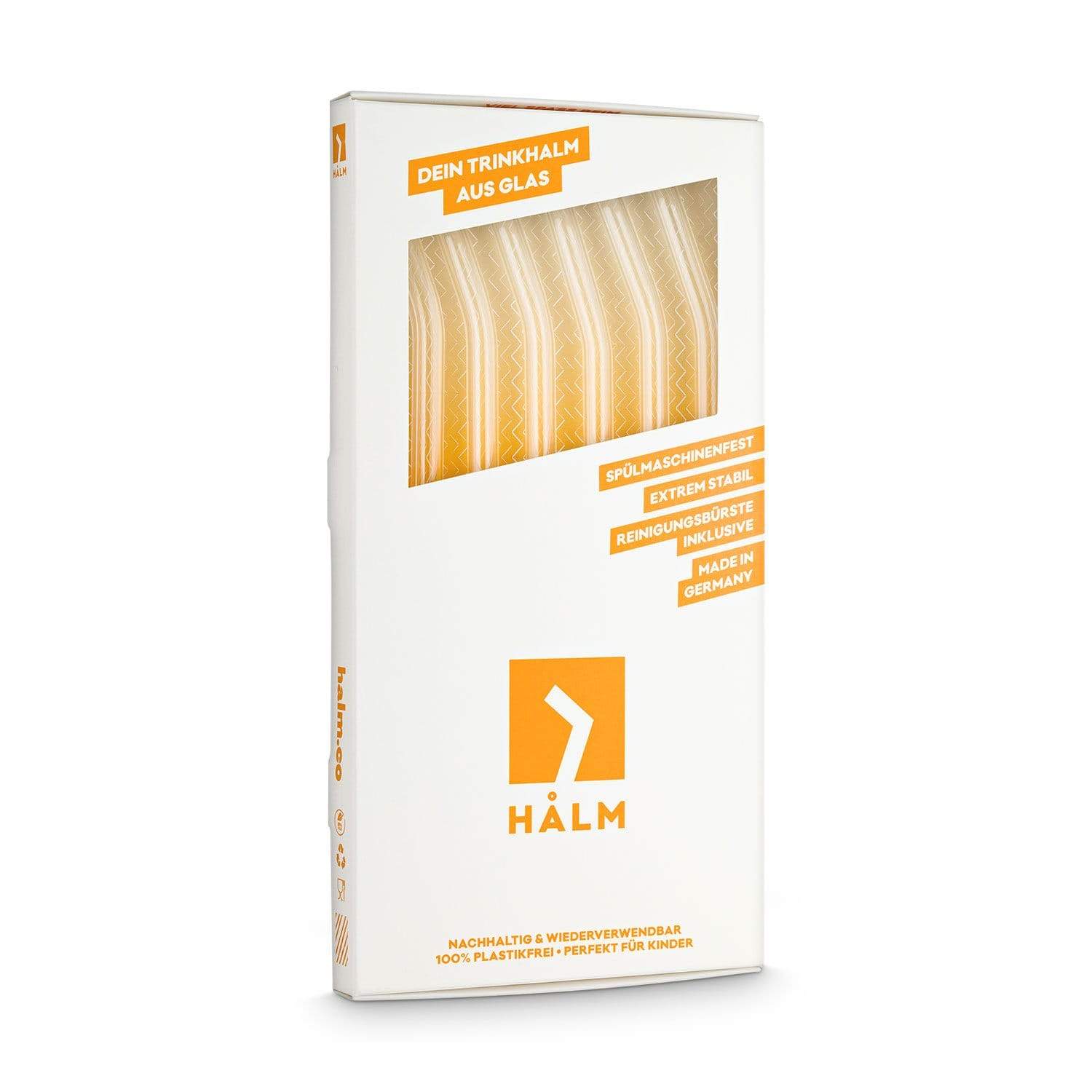 HALM Straws - Wholesale Drinking Straw - 6x 23cm (curved) glass straws3