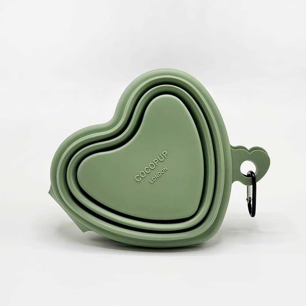 Cocopup London - Wholesale Pet bowl – Cat/dog - Heart Collapsible Bowl - Sage