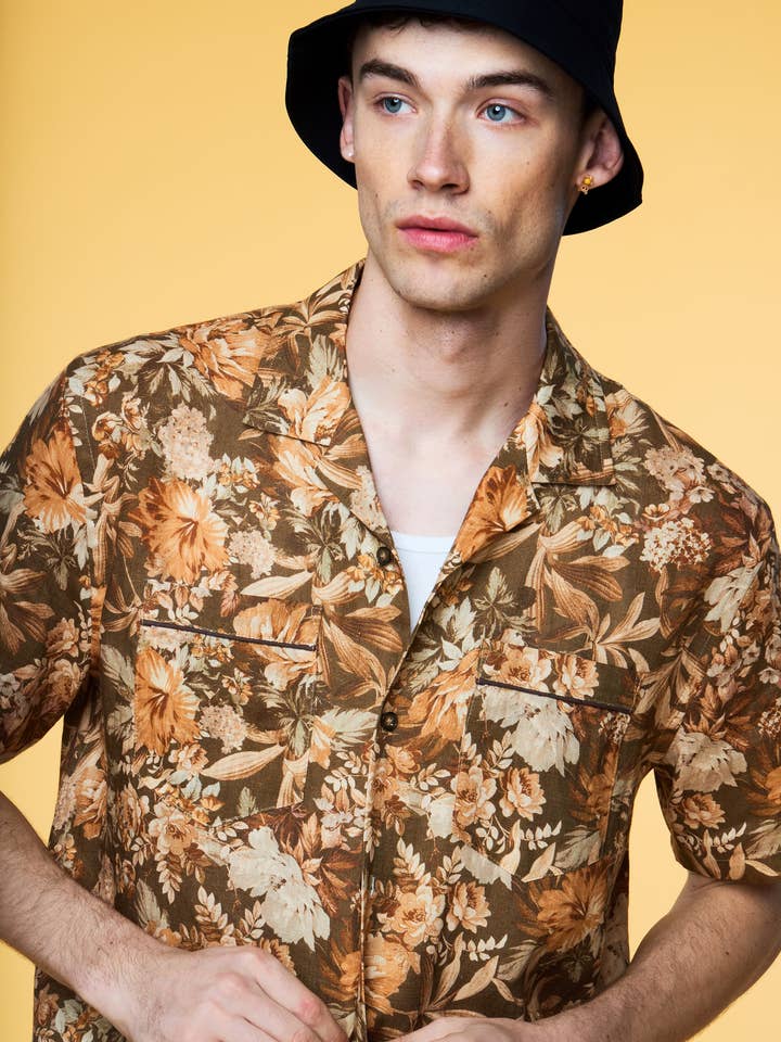 Kurzarm-Camp-Hemd - Botanisches Blumenmuster für den Großhandel von Paul Jays